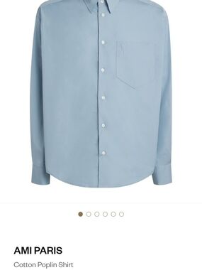 AMI Paris Men's Light Blue Cotton Poplin Dress Shirt